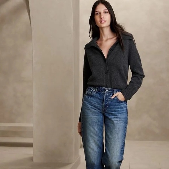 Banana Republic Astrid 100 percent boiled cashmere collared cardigan sweater - Picture 4 of 6